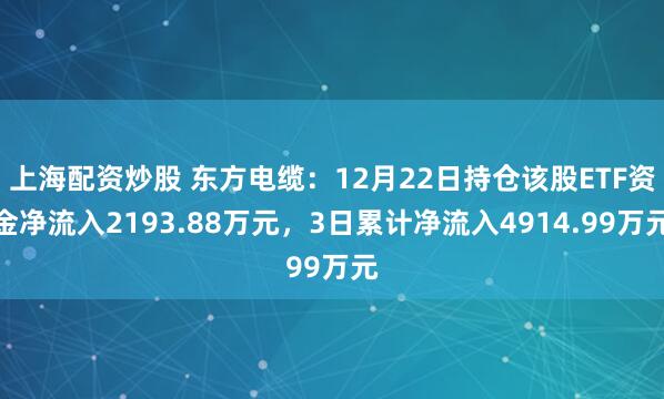 上海配资炒股 东方电缆：12月22日持仓该股ETF资金净流入2193.88万元，3日累计净流入4914.99万元